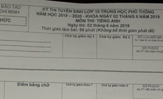 TP HCM xác nhận sai lỗi chính tả trong đề thi tiếng Anh lớp 10